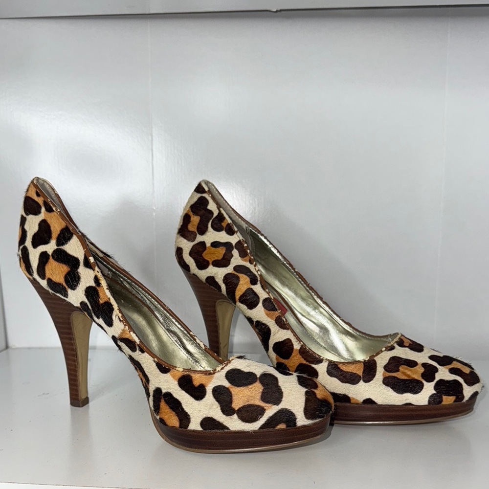 Leopard fur Print Women's Heels